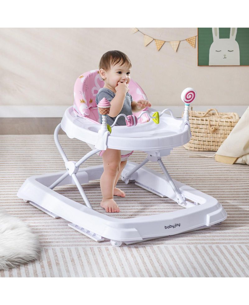 Foldable Baby Activity Walker with Adjustable Heightand Detachable Seat