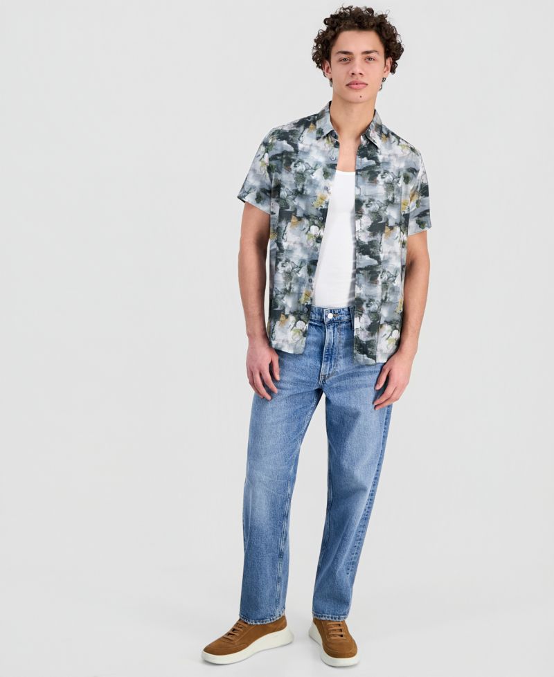 Men's Abstract-Print Short-Sleeve Shirt