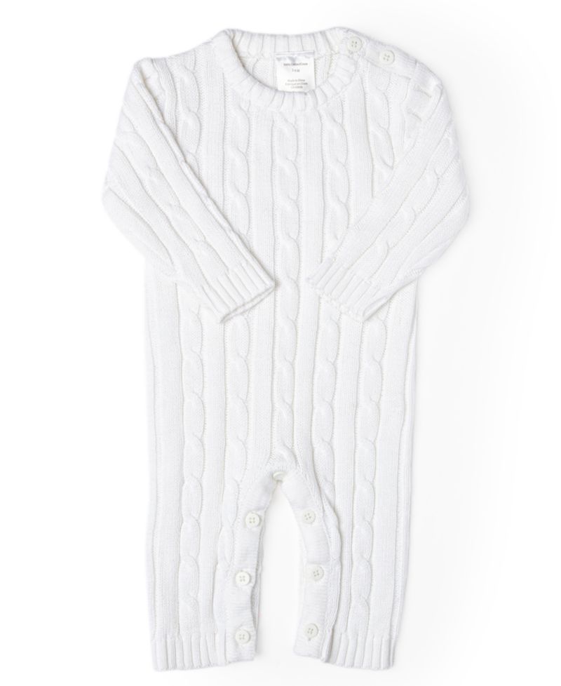 Baby Boys or Baby Girls Long Sleeved Cable Knit Coverall