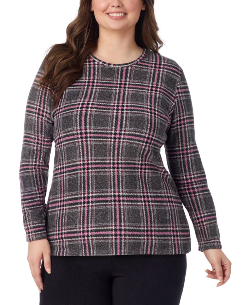 Plus Size Long-Sleeve Fleecewear Stretch Top