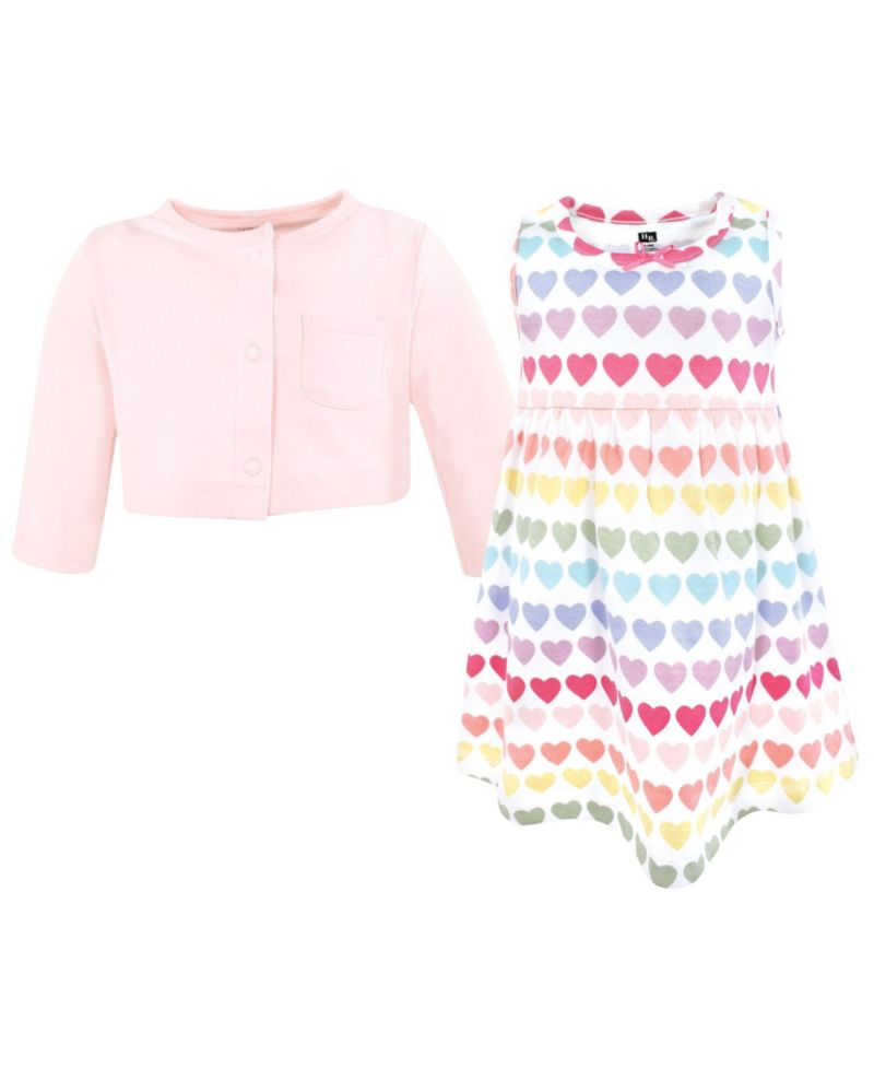 Baby Girls Hudson 0-24M Cotton Dress and Cardigan Set, Cascading Hearts