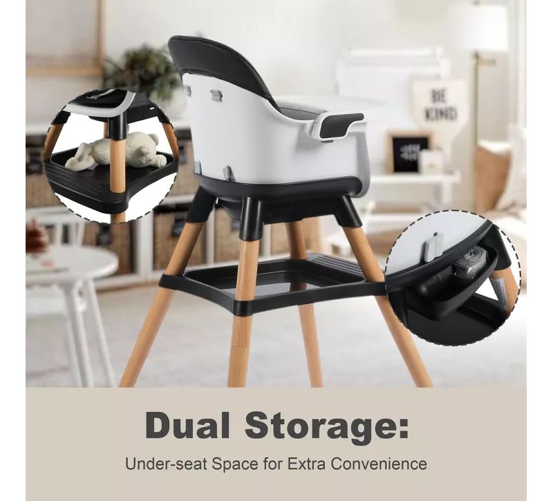 7-in-1 Convertible Baby High Chair with Removable Tray and 5-Point Harness