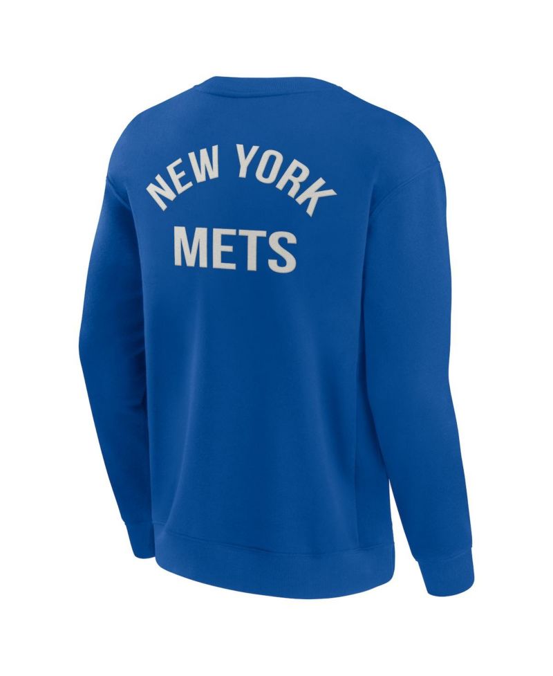 Men's and Women's Royal New York Mets Super Soft Pullover Crew Sweatshirt