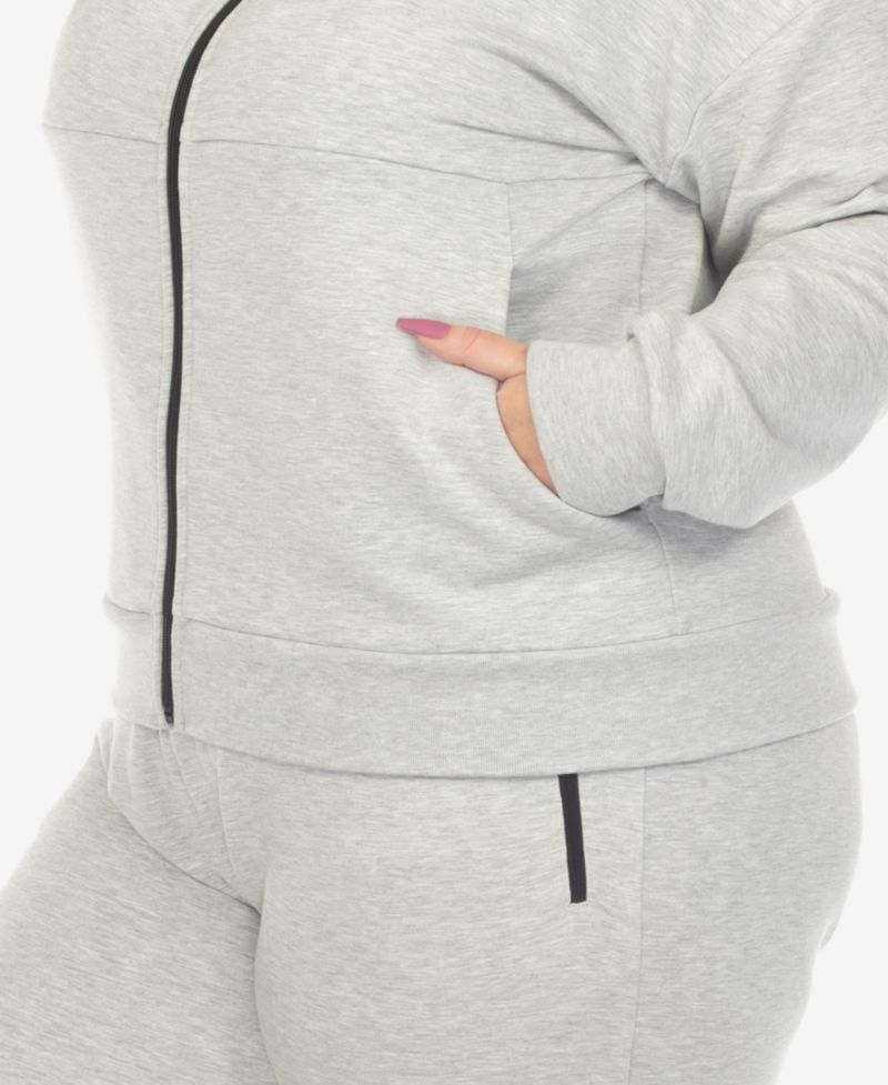 Plus Size Fleece Lined 2-Piece Tracksuit Set
