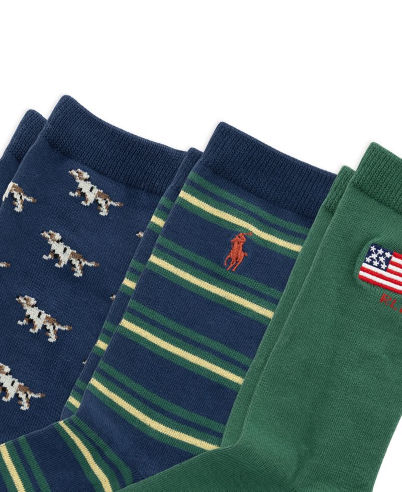 Boys' 4-11 Flag RL67 Socks, 3-Pack