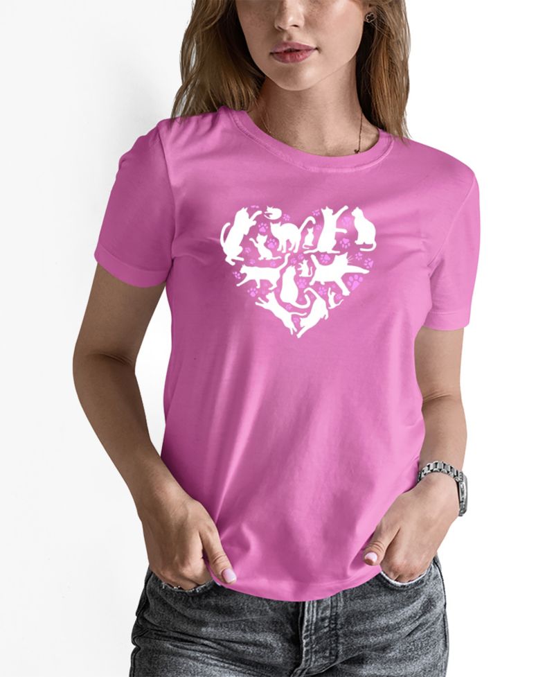 Women's Cat Heart Word Art Long-Sleeve T-Shirt