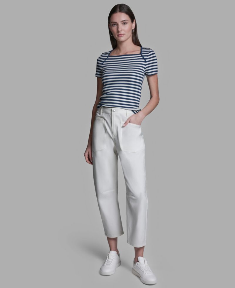 Women's Mid-Rise Pocket Detail Barrel Pants