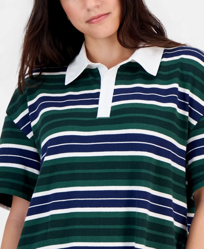 Women's Short-Sleeve Lace-Trim Rugby Dress
