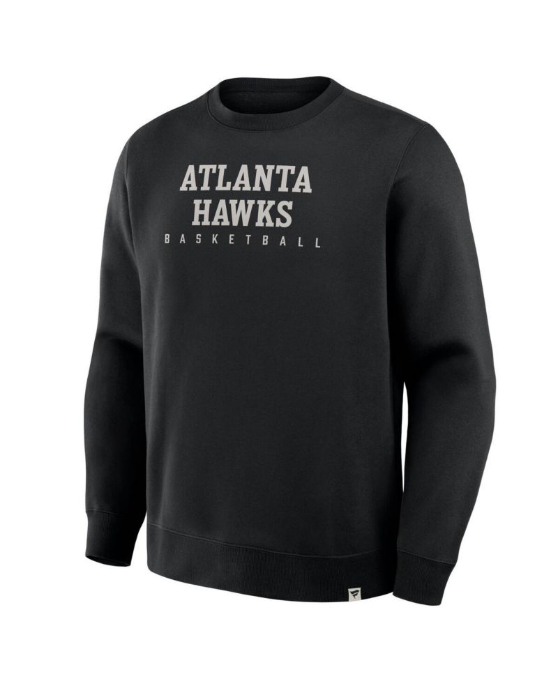 Men's Black Atlanta Hawks Crossover Collection Defensive Rotation Drill Premium Pullover Sweatshirt