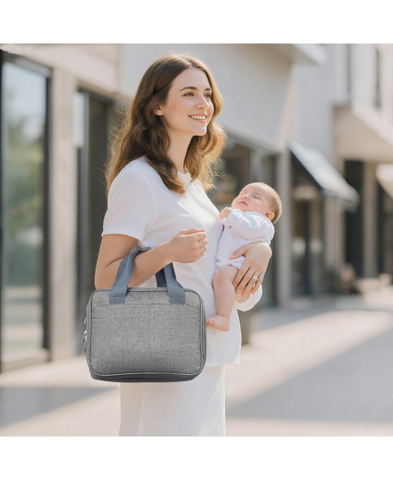 Wearable Breast Pump Bag with Ice Pack, Fits M5/M6, Storage for Pump Accessories & Breastmilk, Portable Carrying Case, Grey
