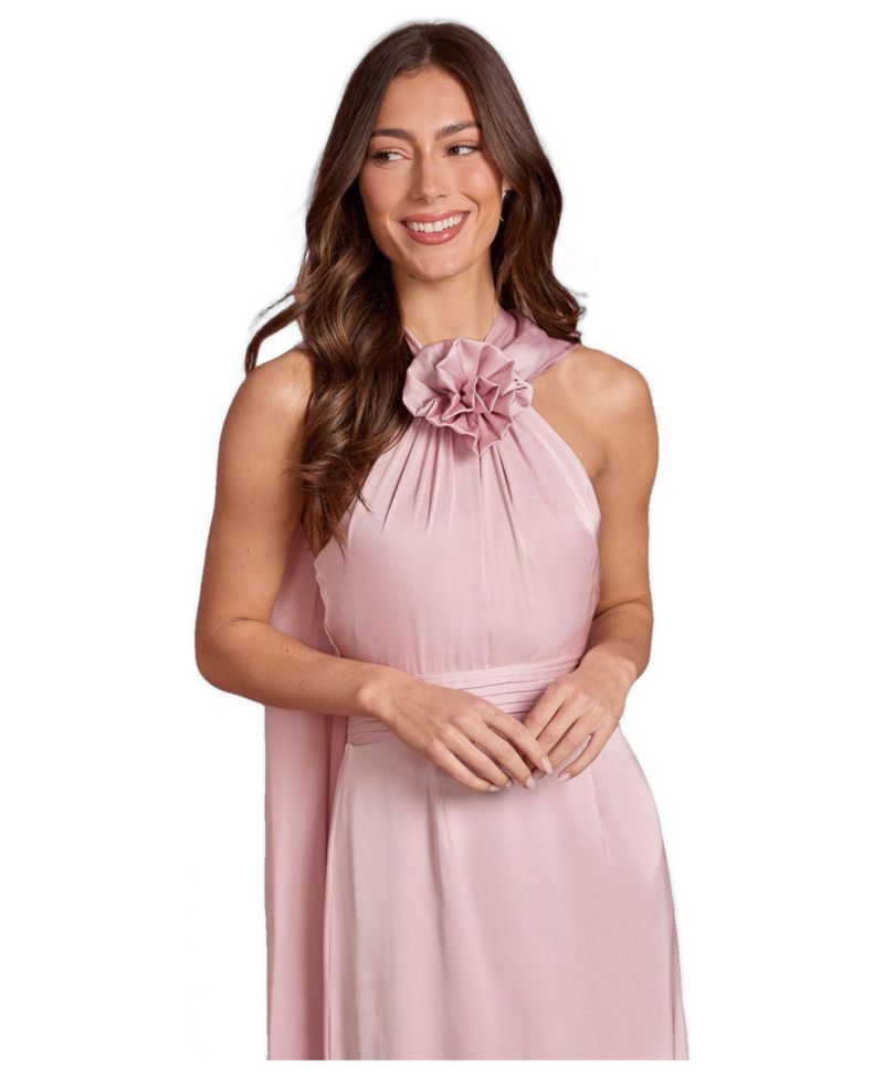 Women's Corsage Satin Maxi Dress