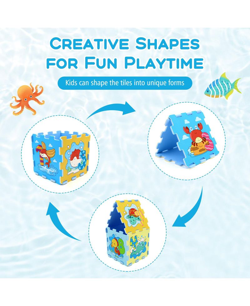 8-Piece Educational Interlocking Baby Play Mat with Animals and Numbers