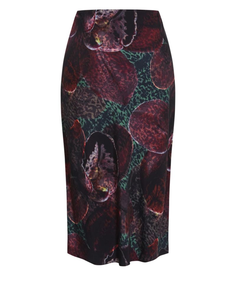 Women's Plus Size Sienna Orchid Print Midi Skirt