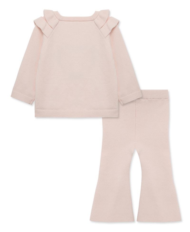 Baby Girls' Heart Embroidered Sweater and Flare Pants, 2-Piece Set