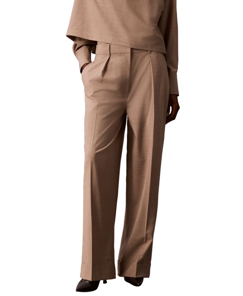 Women's High-Rise Wide-Leg Pleated Pants