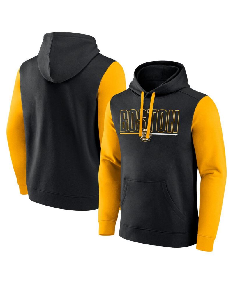 Men's Black Boston Bruins Deliver Fleece Pullover Hoodie