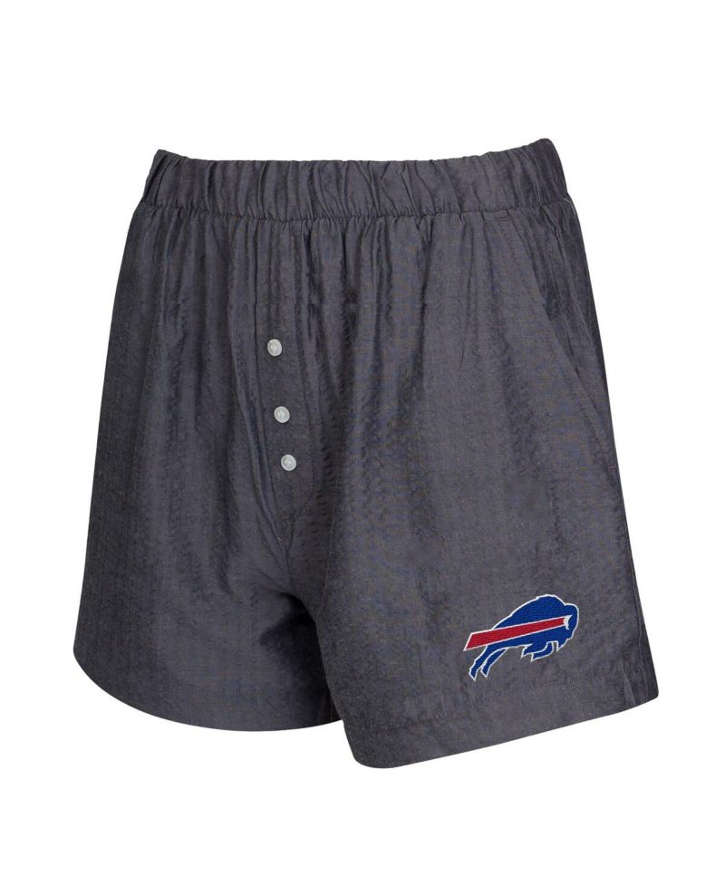 Women's 2-Pack Black Buffalo Bills Stripes and Solids Boxer Shorts Set
