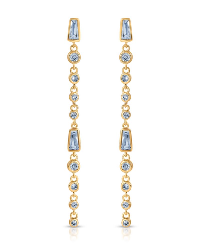 Blue Crystal Linear Earrings