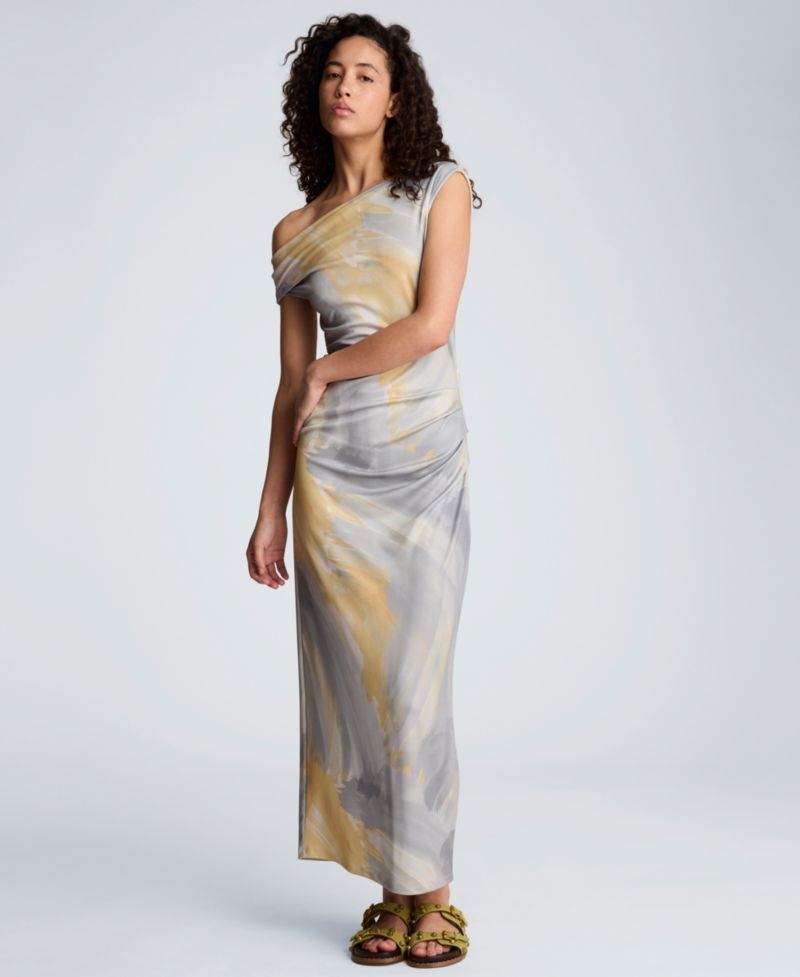 Women's Off-The-Shoulder Ruched Waist Midi Dress