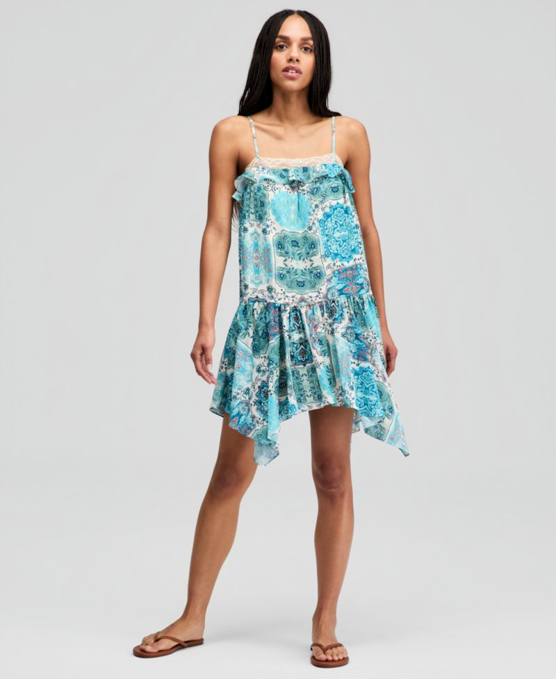 Petite Square Neck Floral Mini Dress