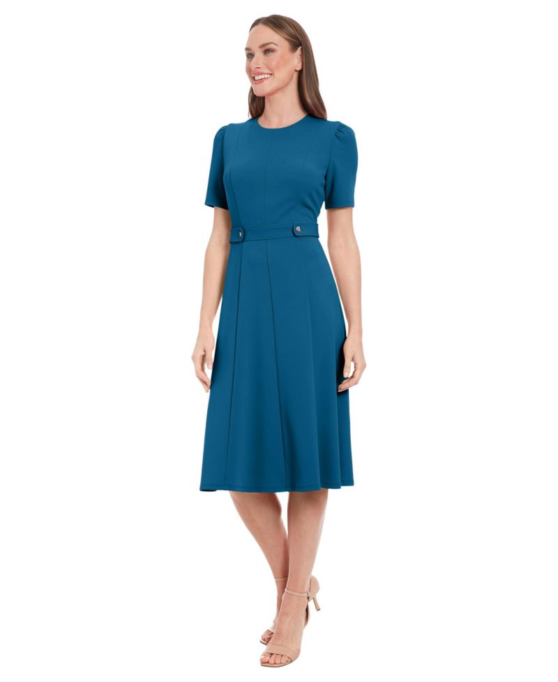 Petite Fit & Flare Scuba Crepe Midi Dress