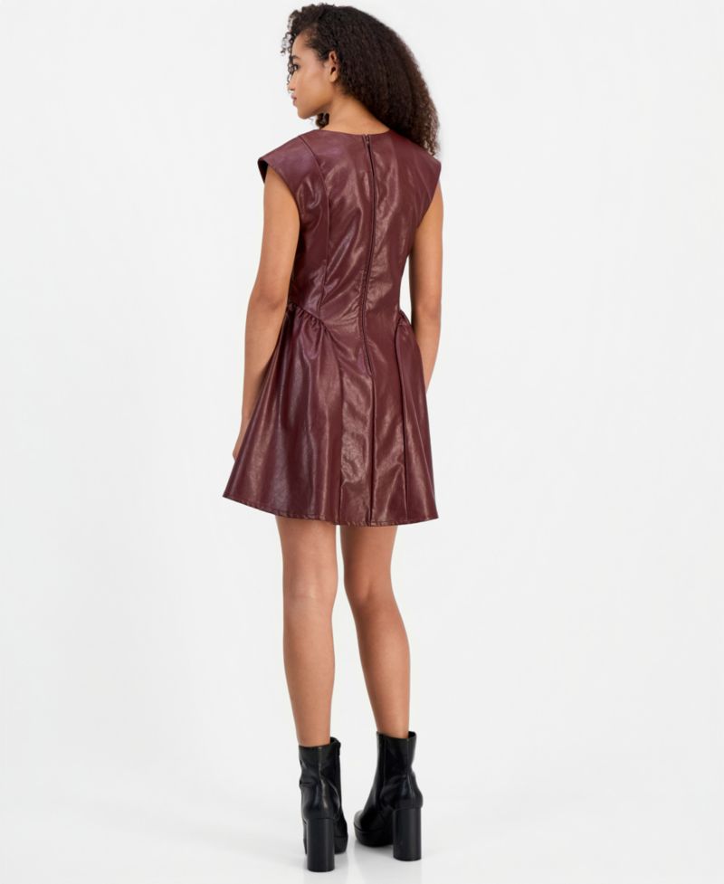 Juniors' Faux Leather Mini Dress