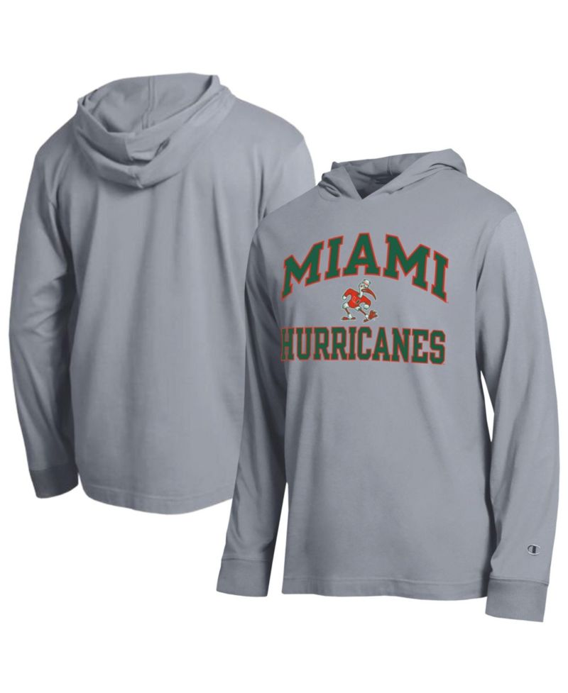 Men's Heather Gray Miami Hurricanes High Motor All-Star Long Sleeve Hooded T-Shirt