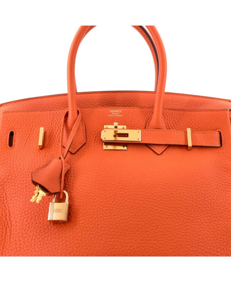 Pre-Owned Hermes Birkin 30 Handbag Orange Togo with Gold Hardware