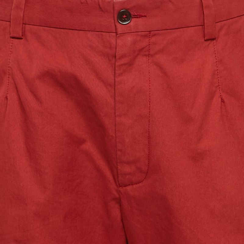 Men's Pre-Owned Dolce & Gabbanna Red Cotton Straight Leg Pants