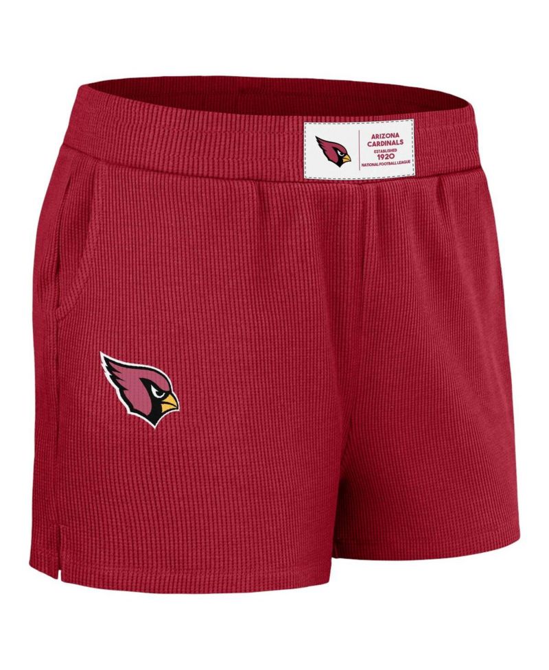 Women's Cardinal Arizona Cardinals Waffle Knit Long Sleeve T-Shirt & Shorts Lounge Set