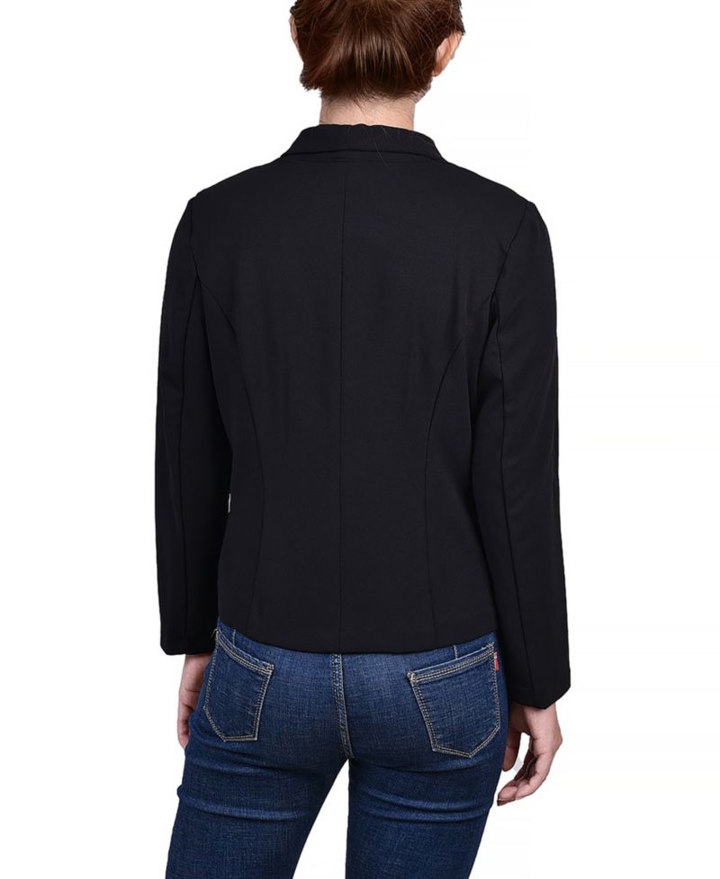 Petite Cropped Long Sleeve Crepe Jacket