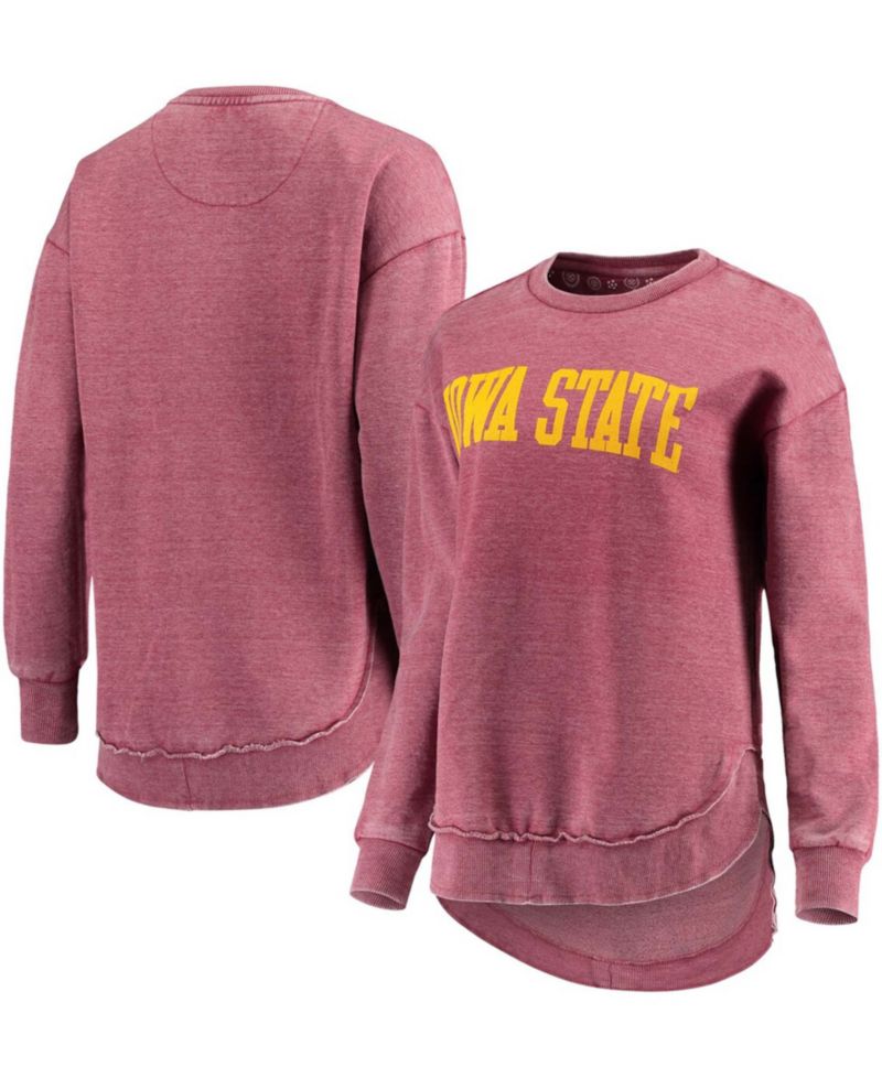 Women's Cardinal Iowa State Cyclones Vintage-Like Wash Pullover Sweatshirt