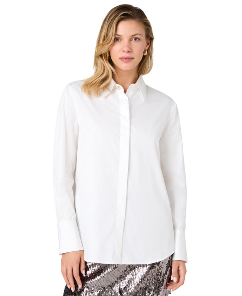 Women's Alexis Long-Sleeve Point-Collar Cotton Shirt