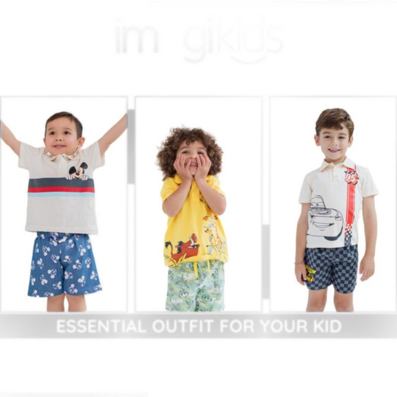Disney Boy's 6-12 Lion King Mickey Mouse Polo Shirt and Shorts Outfit Set