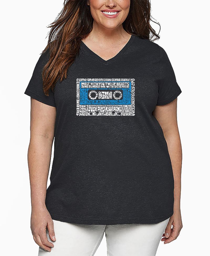 Plus Size 80s One Hit Wonders Word Art V-Neck T-Shirt
