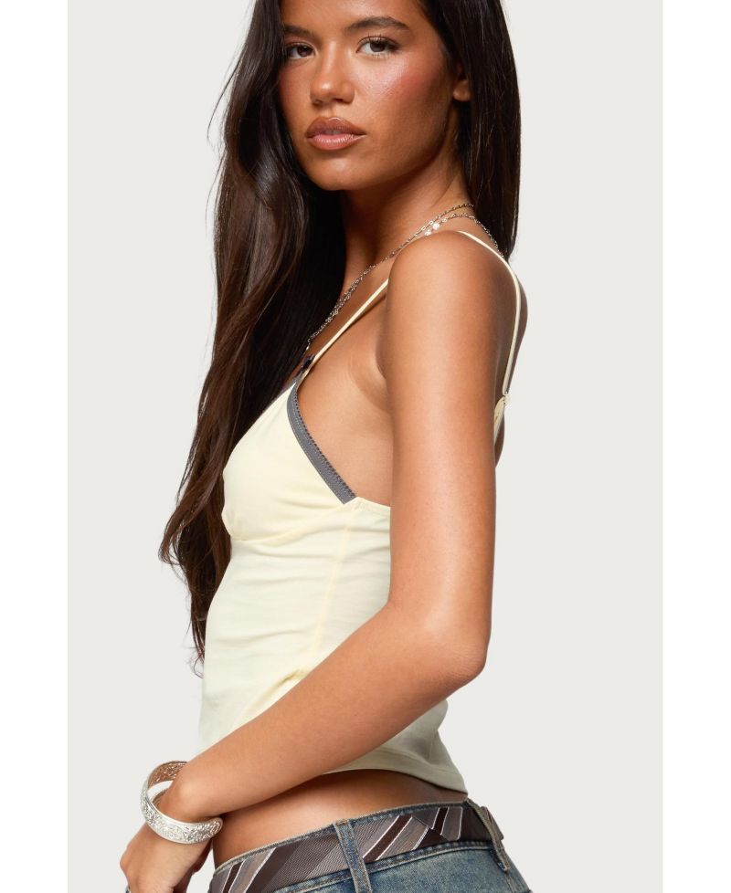 Womens Ruelle Contrast Frill Tank Top