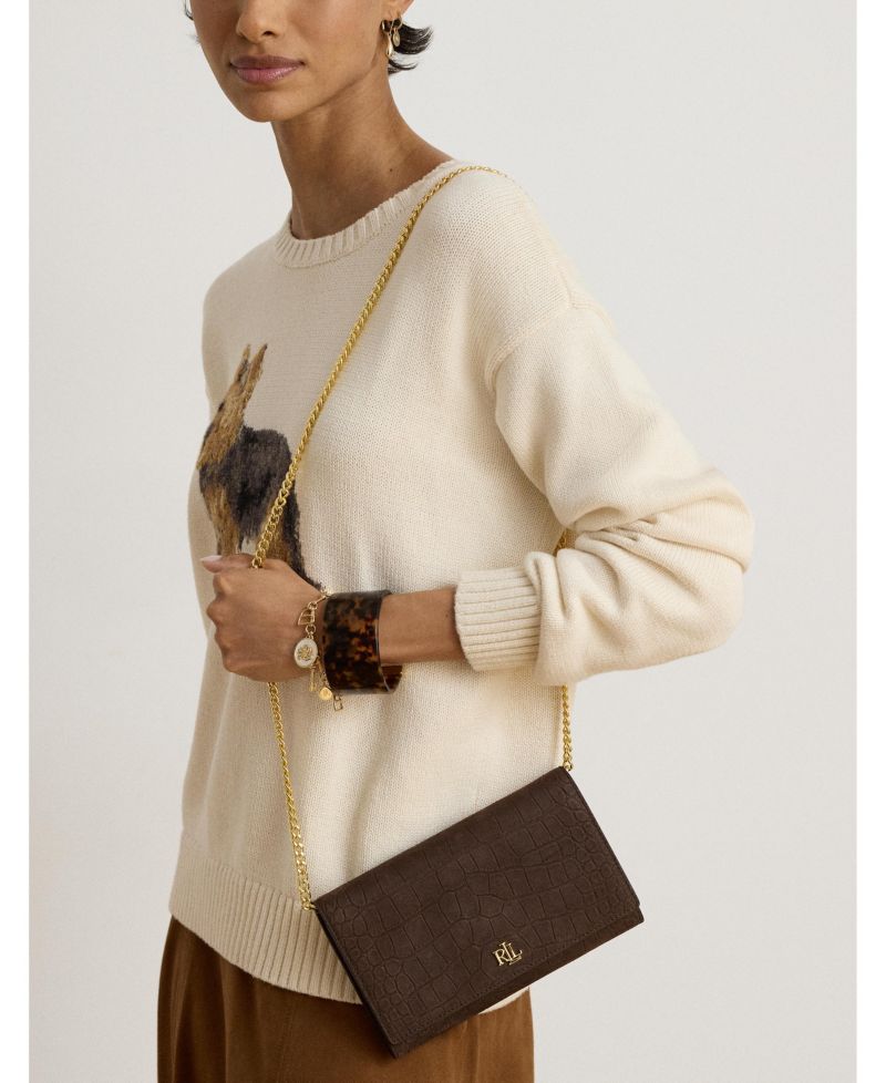Crocodile-Embossed Medium Adair II Leather Crossbody Wallet
