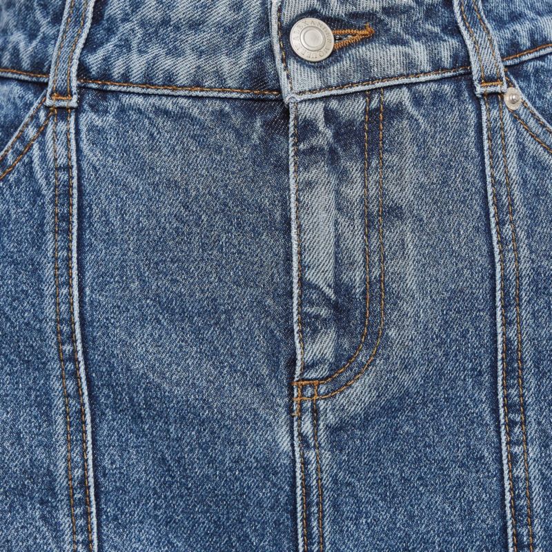 Women's Blue Embroidered Denim Mini Skirt