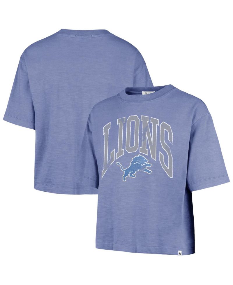 Women's Blue Detroit Lions Cropped Mindi Slub T-Shirt