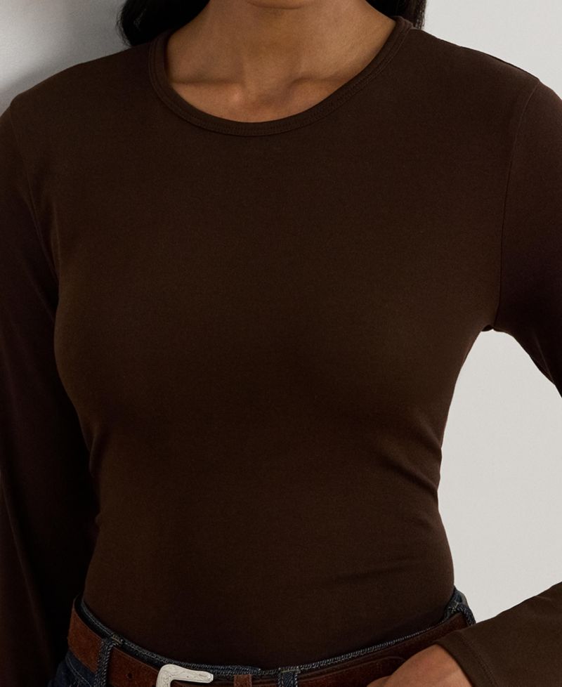 Cotton-Blend Long-Sleeve Top