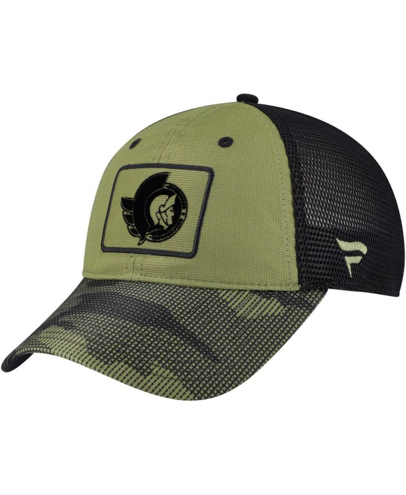 Men's Olive Ottawa Senators Military Appreciation Trucker Adjustable Hat