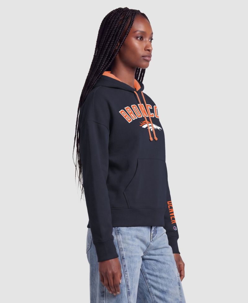 Women's Navy/Orange Denver Broncos Contrast Liner Hoodie