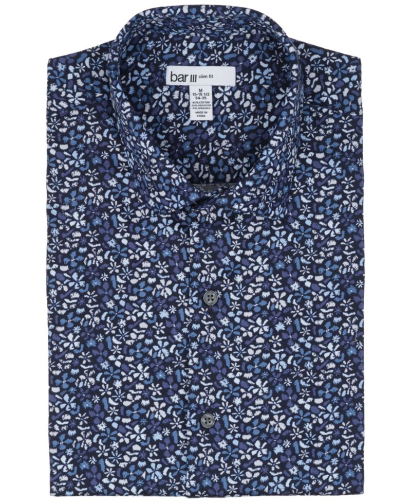 Men's Slim-Fit Pencil Floral Dress Shirt