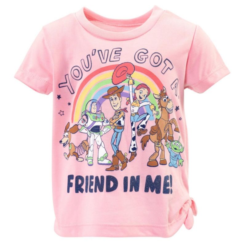 Toddler Girls (2T- 5T) Glitter Graphic Jersey Tee and Allover Print Bike Shorts Outfit