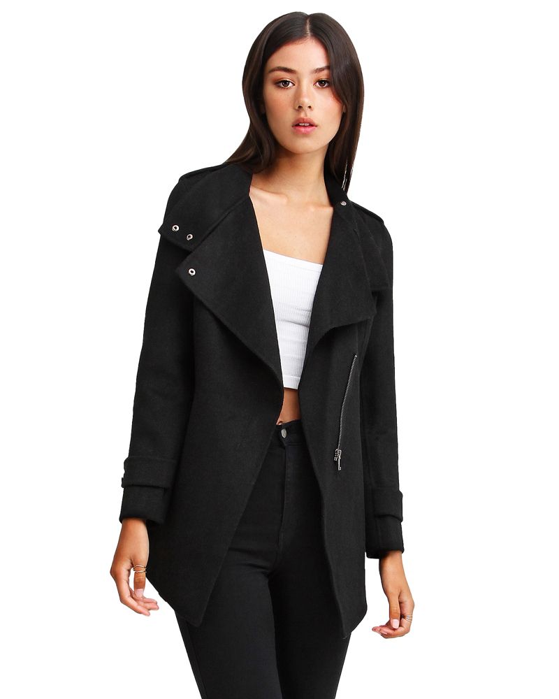 Women's Bad Girl Wool Blend Moto Coat