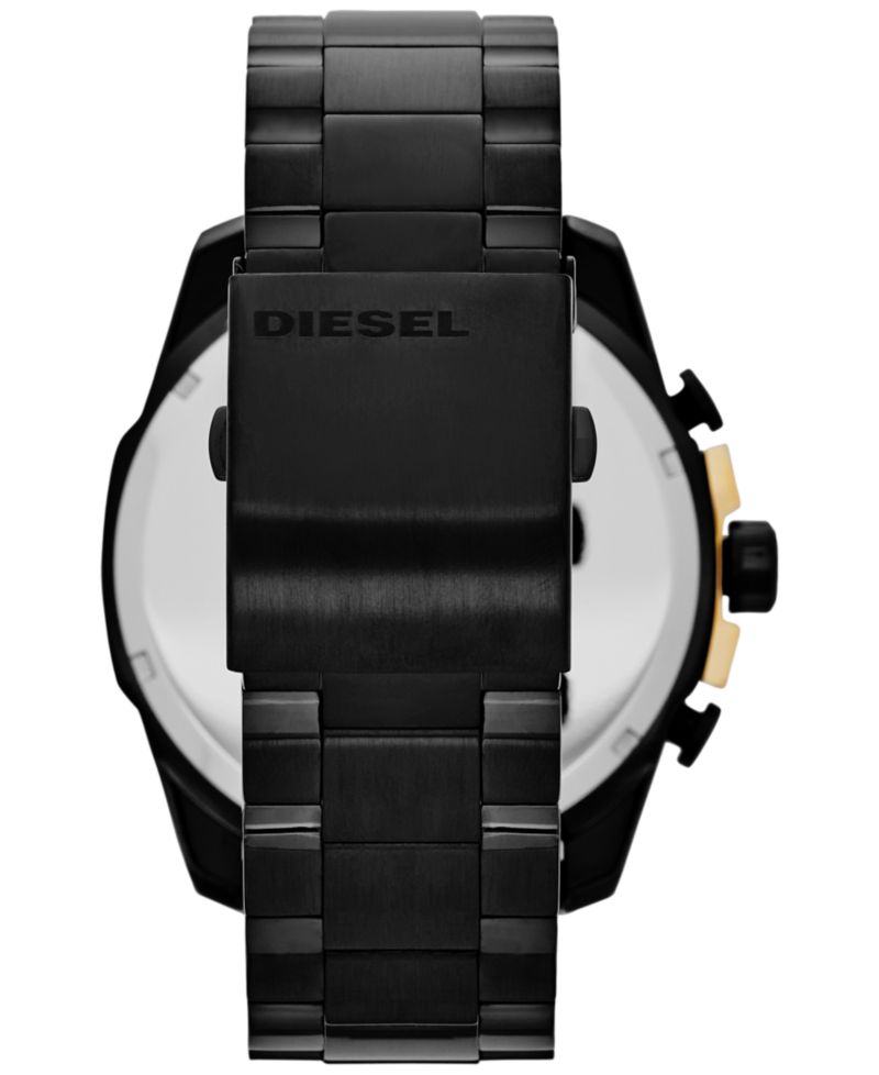 Men's Chronograph Mega Chief Black Ion-Plated Stainless Steel Bracelet Watch 51x59mm DZ4338