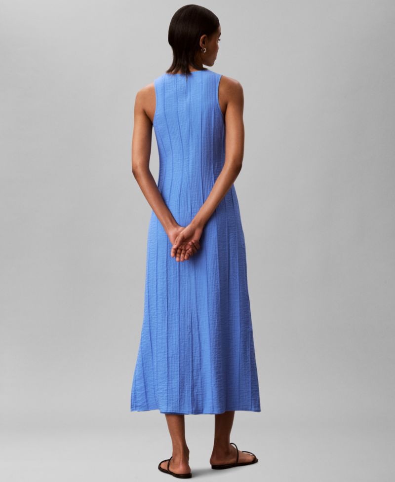 Women's Sleeveless Crew-Neck Long Shift Dress