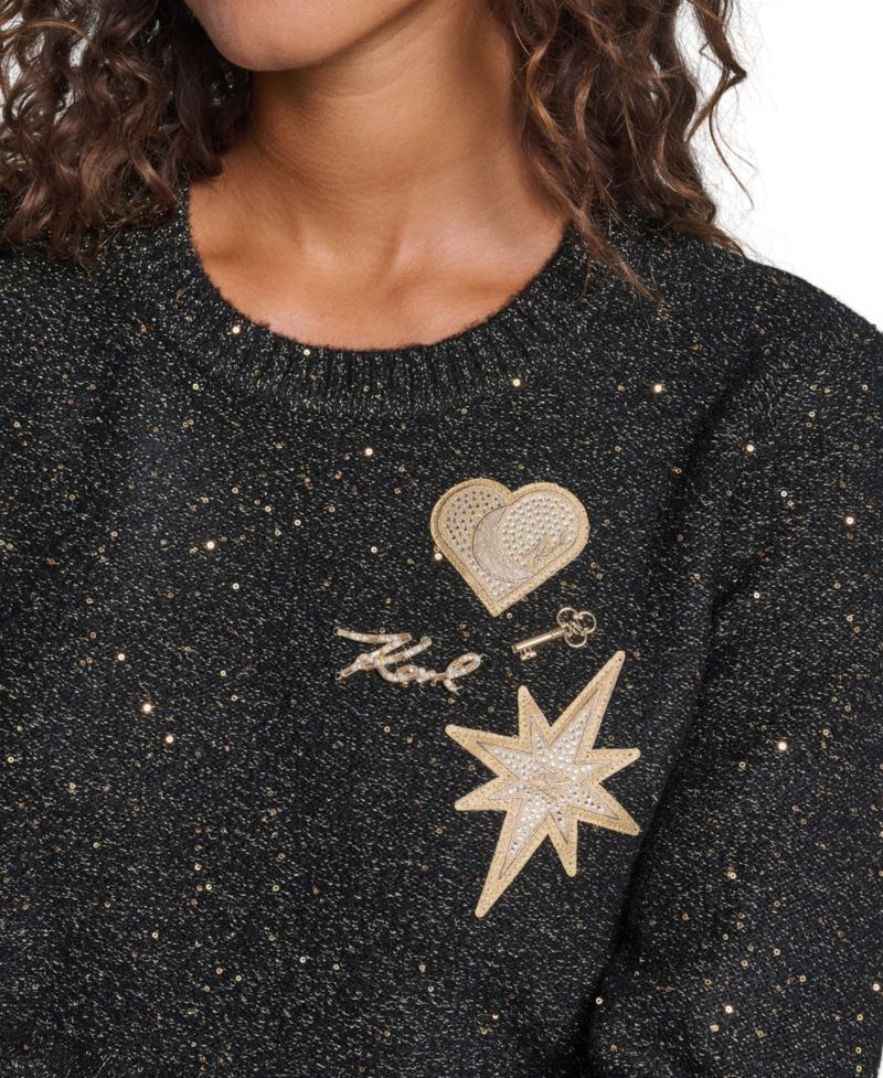 Women's Whimsy Crewneck Long-Sleeve Metallic Sweater