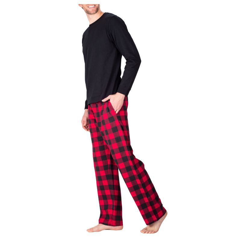 Men's Crew Neck Flannel Pajama Set
