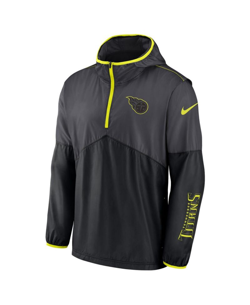 Men's Anthracite Tennessee Titans Volt Hoodie Half-Zip Jacket